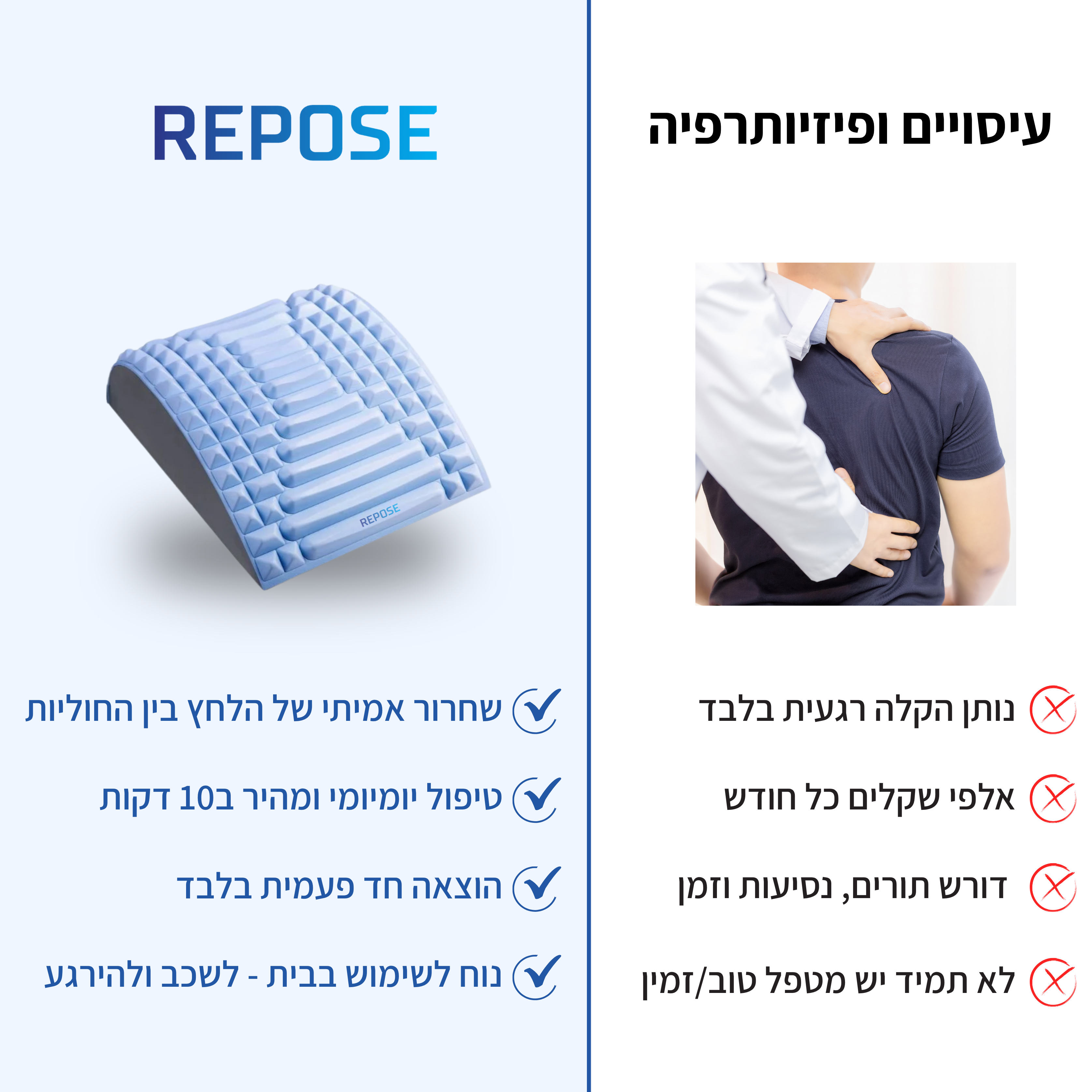 ריליפבאק - מכשיר מתיחה לגב מבית REPOSE